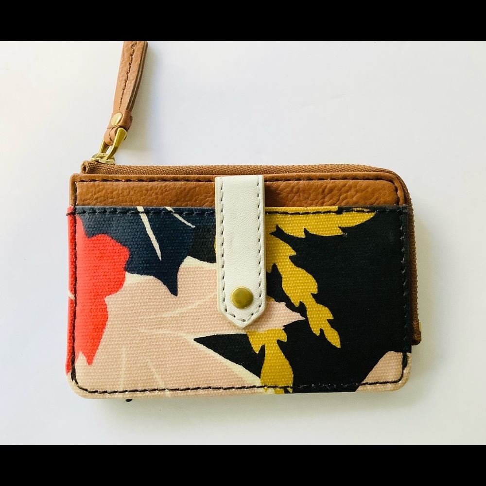 Fossil coin wallet leather leaves design